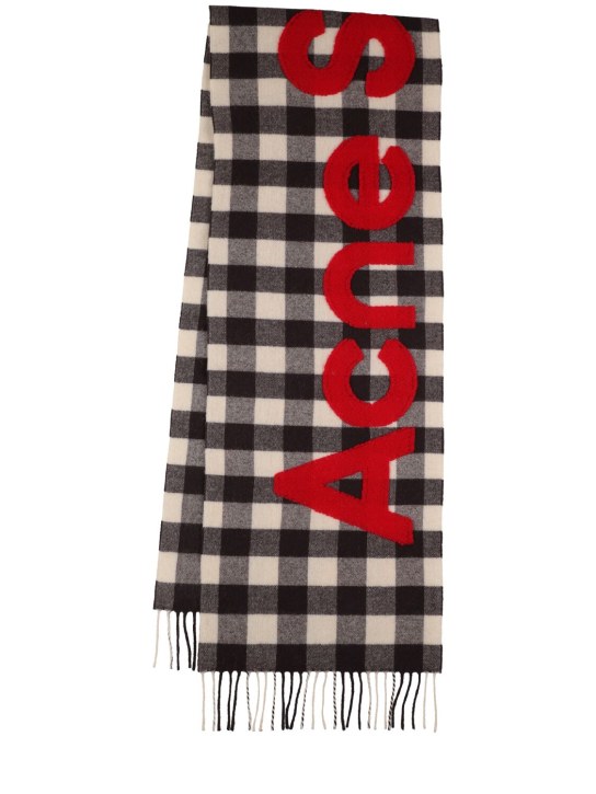 Acne Studios: Veda Hero wool & nylon scarf - Carbon Grey/Red - women_0 | Luisa Via Roma