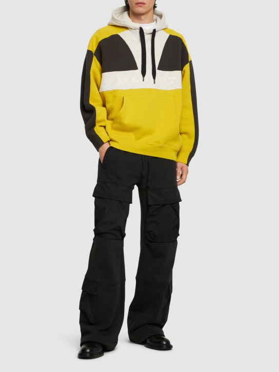 Marant: Wasil color block cotton blend hoodie - Yellow - men_1 | Luisa Via Roma