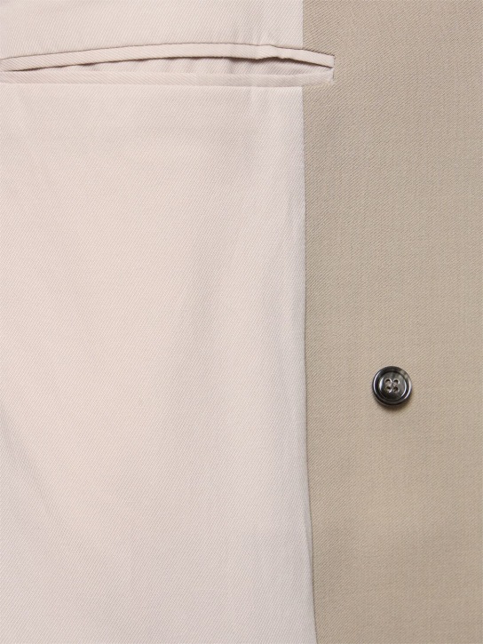 AMI Paris: Double breast wool twill blazer - Light Taupe - men_5 | Luisa Via Roma
