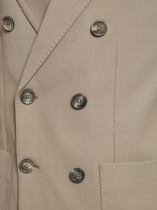 AMI Paris: Double breast wool twill blazer - Light Taupe - men_3 | Luisa Via Roma