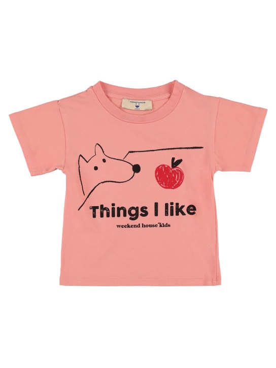 Weekend House Kids: T-shirt manches courtes en coton mélangé imprimé - Rose - kids-girls_0 | Luisa Via Roma