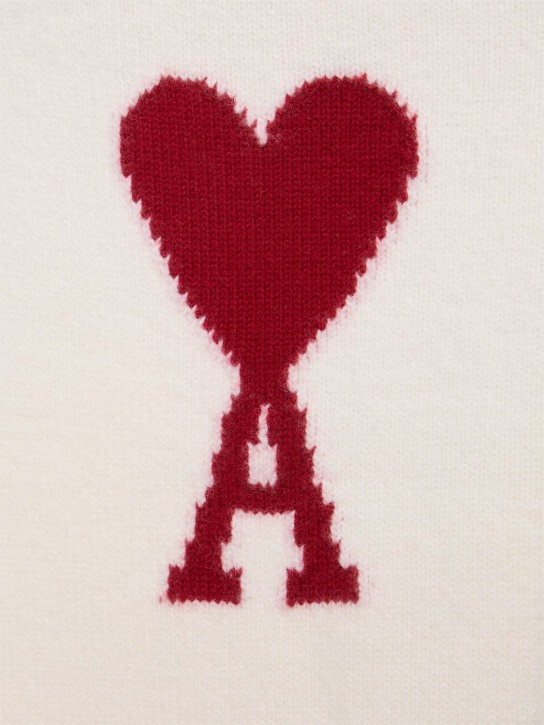 AMI Paris: Red Ami De Coeur wool turtleneck sweater - women_3 | Luisa Via Roma