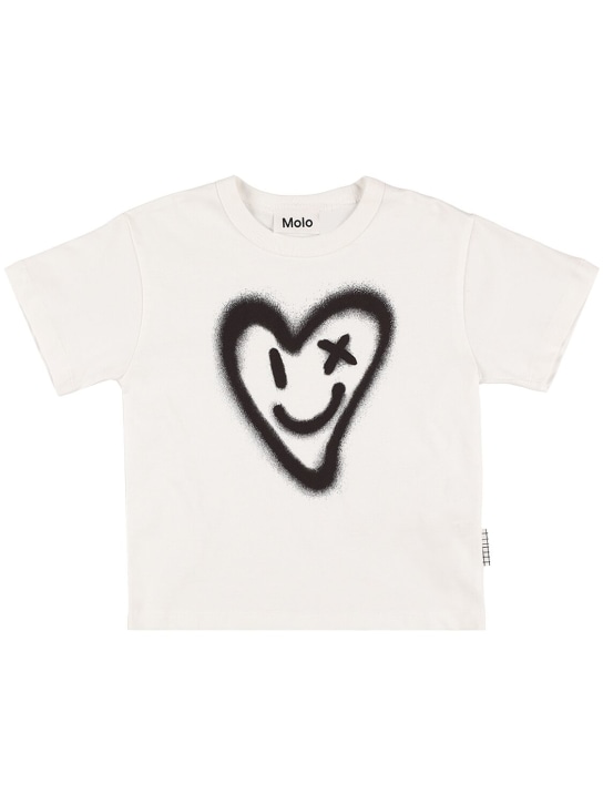 Molo: T-shirt en jersey de coton biologique imprimé - Blanc - kids-girls_0 | Luisa Via Roma