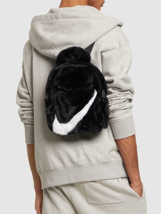 Nike: Futura 365 faux fur mini backpack - Black/Black/Whi - men_1 | Luisa Via Roma