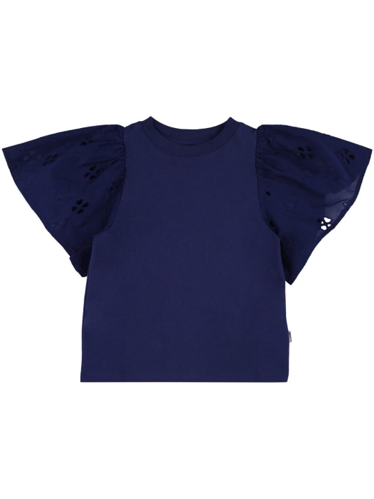 Molo: T-shirt en coton biologique - Bleu Marine - kids-girls_0 | Luisa Via Roma