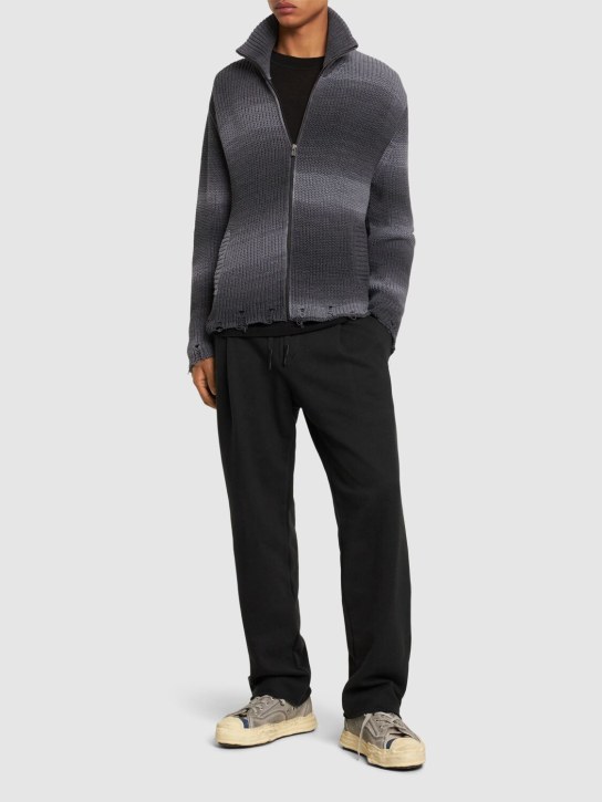 A Paper Kid: Unisex striped knitted jacket - Black - men_1 | Luisa Via Roma