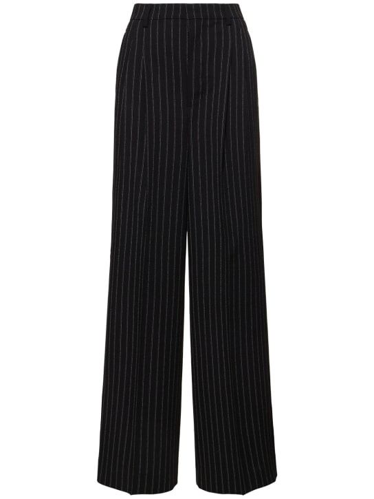 AMI Paris: Pantalones de lana con cintura alta - Negro - women_0 | Luisa Via Roma