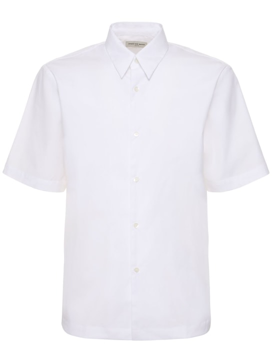 Dries Van Noten: Clasen棉质短袖衬衫 - 白色 - men_0 | Luisa Via Roma