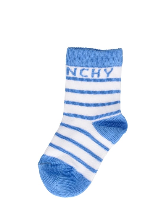 Givenchy: 3er-Set Socken aus Baumwollmischstrick - Weiß/Rosa - kids-girls_1 | Luisa Via Roma