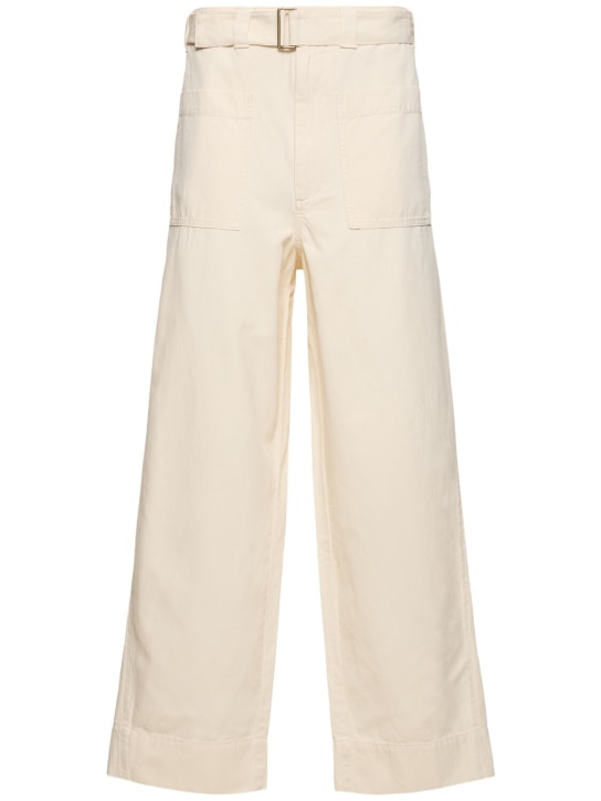Soeur: Pantalones anchos de algodón y lino - Blanco - women_0 | Luisa Via Roma