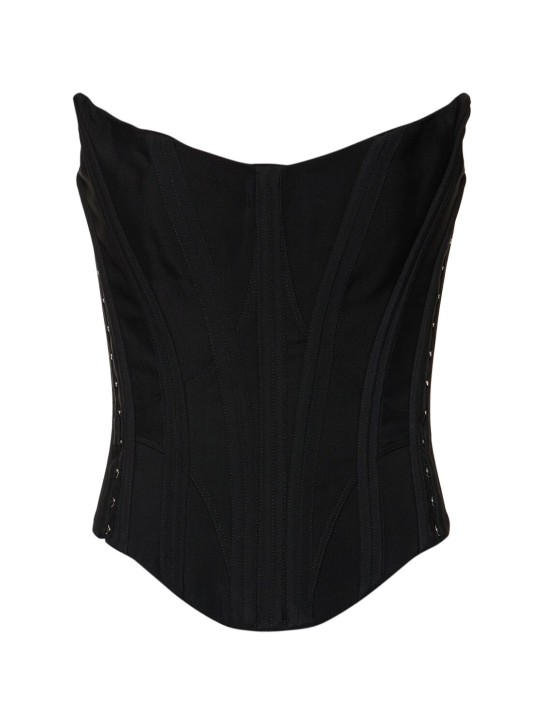 MUGLER: Top corsetto fluido - Nero - women_0 | Luisa Via Roma