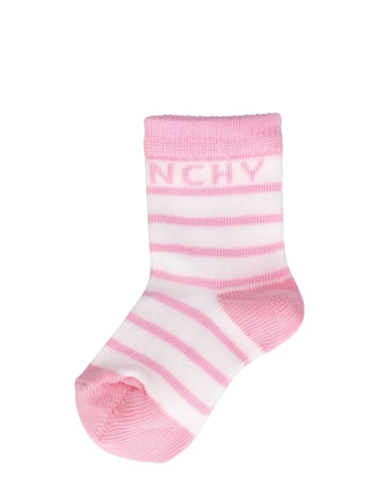 Givenchy: 2er-Set Socken aus Baumwollmischstrick - Weiß/Blau - kids-boys_1 | Luisa Via Roma
