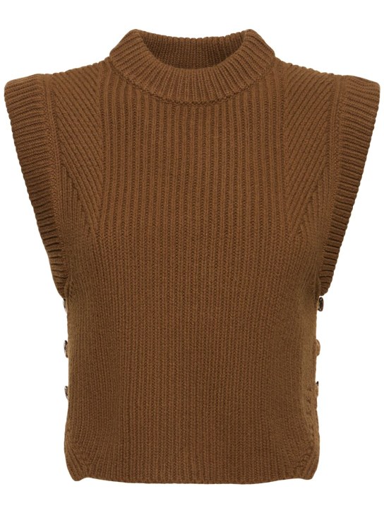 Soeur: Veste sans manches en maille de laine côtelée - Marron - women_0 | Luisa Via Roma