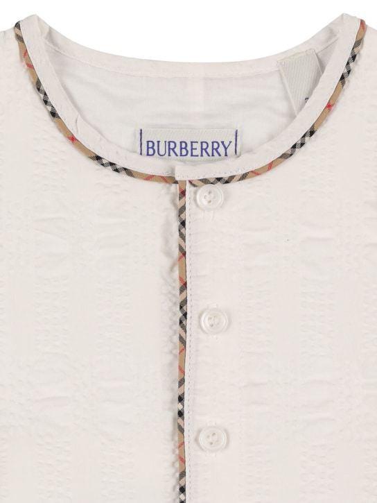 Burberry: Pelele y gorrito de algodón - Blanco - kids-girls_1 | Luisa Via Roma