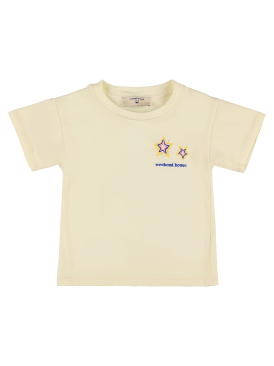 Weekend House Kids: T-shirt manches courtes en coton imprimé - Jaune Clair - kids-boys_0 | Luisa Via Roma