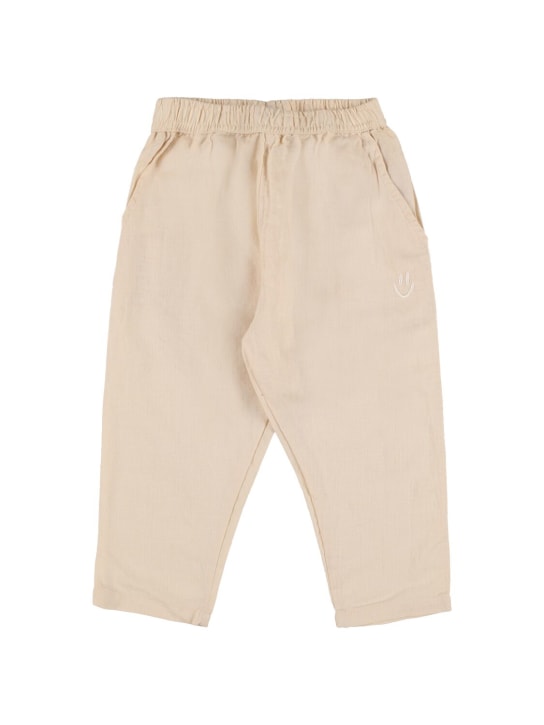 Molo: Pantaloni in cotone e lino - Beige Chiaro - kids-boys_0 | Luisa Via Roma