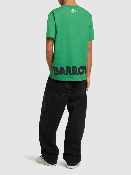 Barrow: T-shirt en coton imprimé logo - Fern Green - men_1 | Luisa Via Roma
