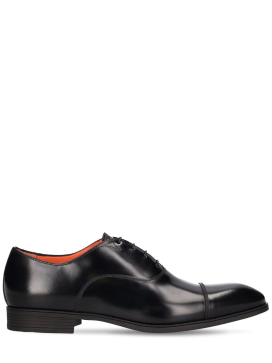 Santoni: Backyard leather lace-up shoes - Black - men_0 | Luisa Via Roma