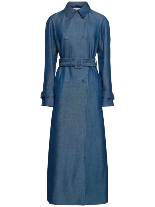 Gabriela Hearst: Trench-coat en denim à double boutonnage Braden - Bleu - women_0 | Luisa Via Roma