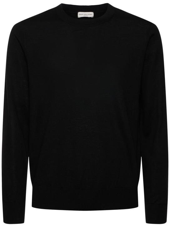 Dries Van Noten: Murton wool crewneck sweater - Black - men_0 | Luisa Via Roma