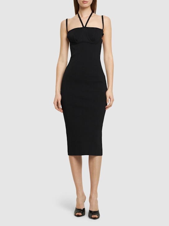 Stretch knit viscose midi dress - Thumbnail 2