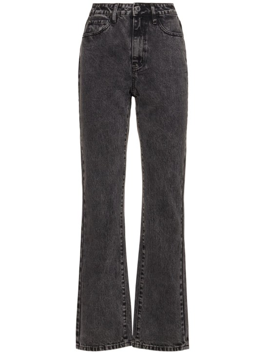 Weworewhat: High rise relaxed straight denim jeans - Black - women_0 | Luisa Via Roma
