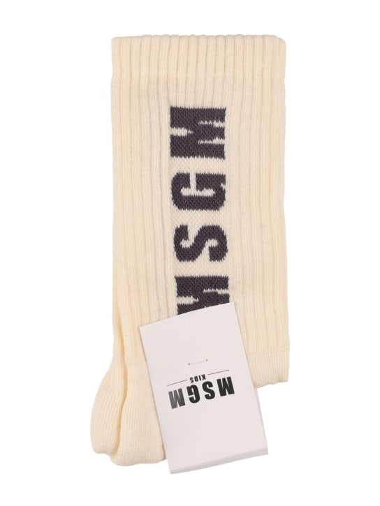 MSGM: Cotton blend knit socks - Beyaz - kids-boys_0 | Luisa Via Roma