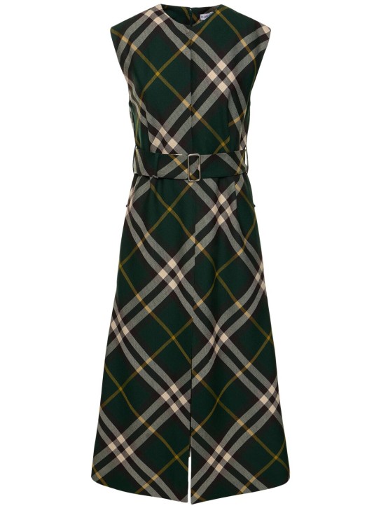 Burberry: Sleeveless belted knit midi dress - Green/Multi - women_0 | Luisa Via Roma