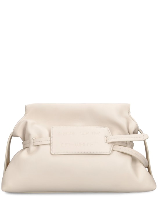 Off-White: Zip tie leather pouch - Beyaz - women_0 | Luisa Via Roma