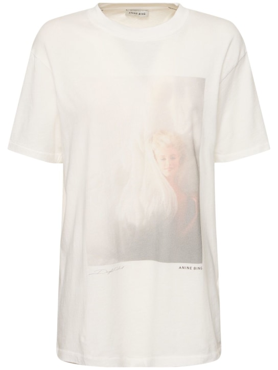 ANINE BING: Camiseta de algodón jersey estampado - Blanco - women_0 | Luisa Via Roma
