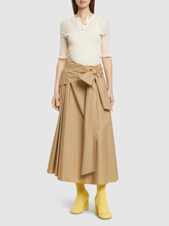 MSGM: Cotton poplin midi skirt w/bow - Bej - women_1 | Luisa Via Roma