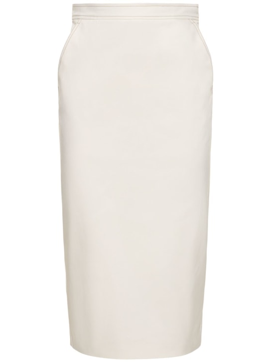 Max Mara: Falda midi de jersey de algodón - Blanco - women_0 | Luisa Via Roma