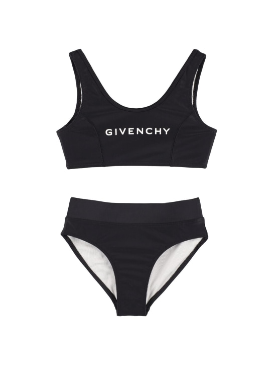 Givenchy: Maillot de bain deux pièces à logo - Noir - kids-girls_0 | Luisa Via Roma