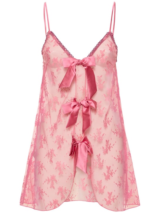 Fleur Du Mal:  Vestito camicia da notte Untie Me in pizzo - Pink Cadillac - women_0 | Luisa Via Roma