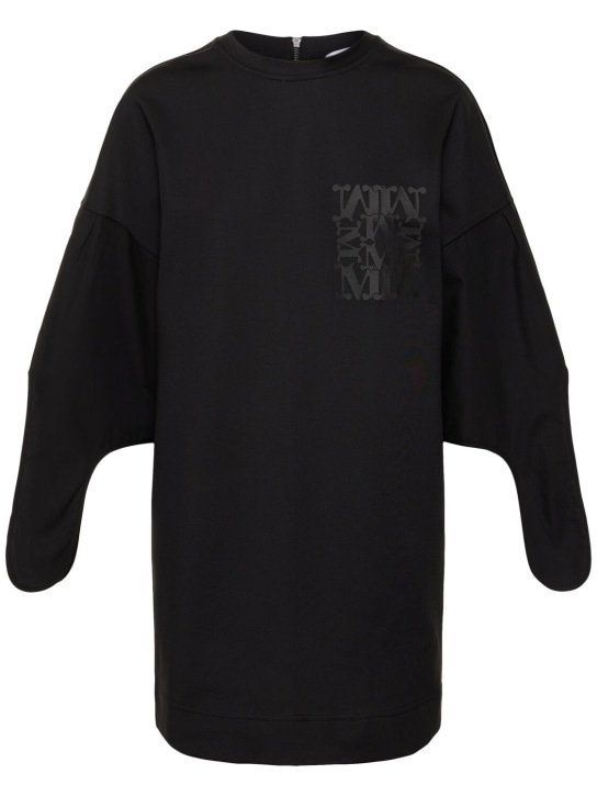 Max Mara: 코튼 포플린 레이스업 미니 드레스 - 블랙 - women_0 | Luisa Via Roma