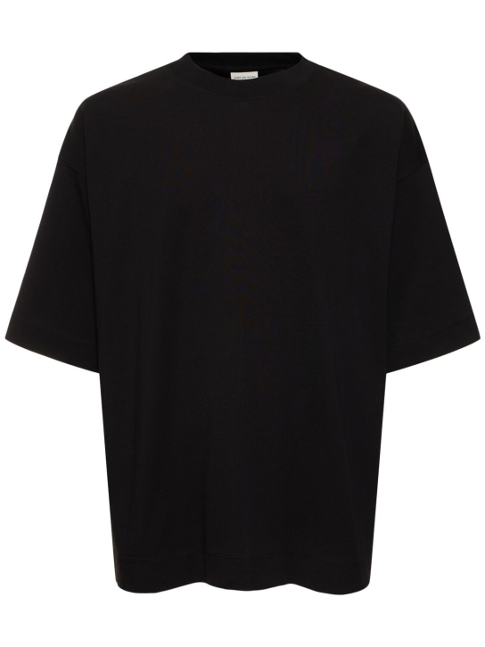 Dries Van Noten: Hen 코튼 박시 티셔츠 - 블랙 - men_0 | Luisa Via Roma