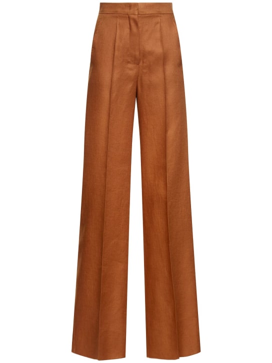 Max Mara: Linen wide pants - women_0 | Luisa Via Roma