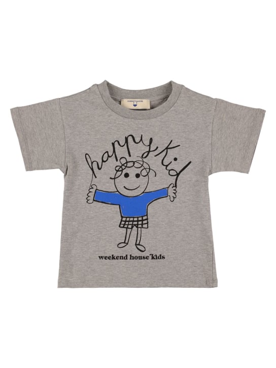 Weekend House Kids: T-shirt manches courtes en coton imprimé - Gris - kids-girls_0 | Luisa Via Roma