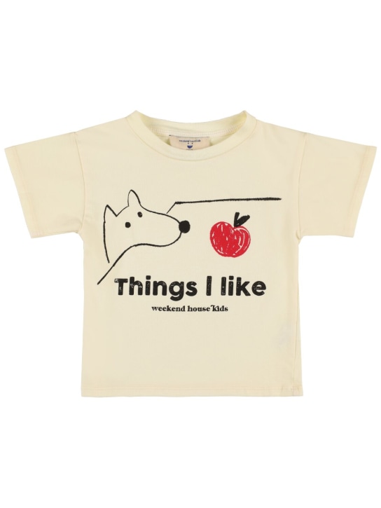Weekend House Kids: T-shirt manches courtes en coton mélangé imprimé - Jaune Clair - kids-boys_0 | Luisa Via Roma