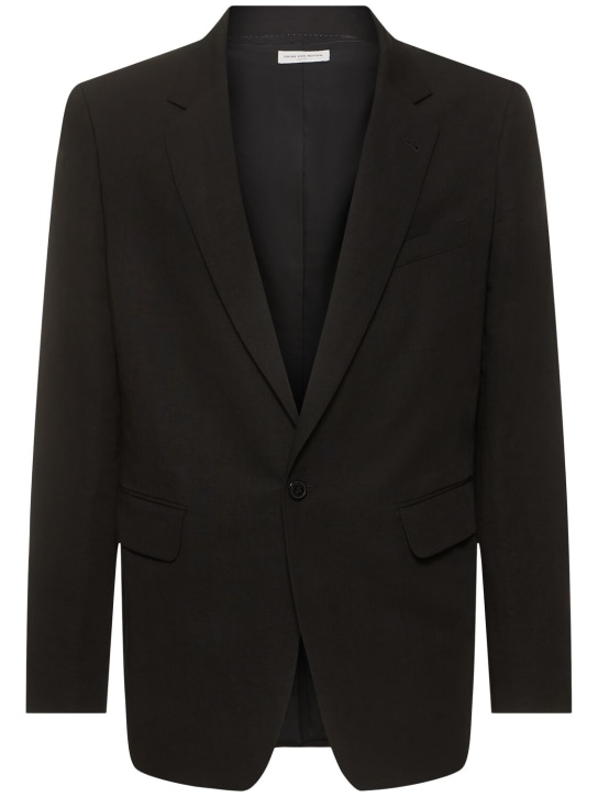 Dries Van Noten: Bram linen & cotton blazer - Black - men_0 | Luisa Via Roma