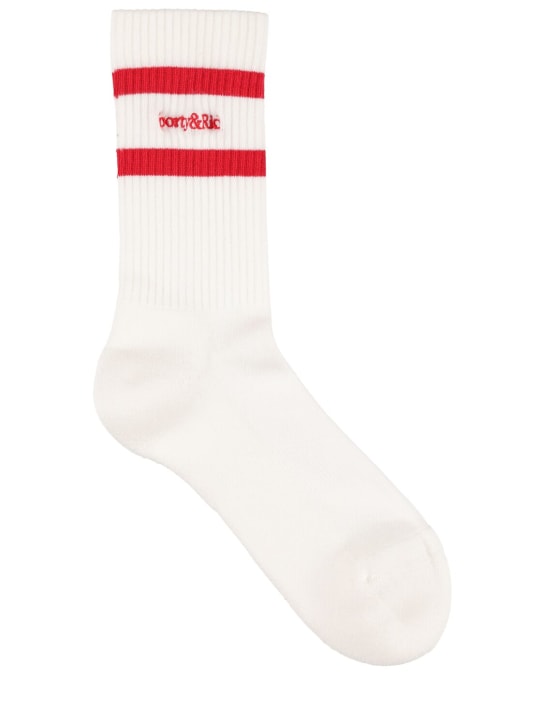 Sporty & Rich: Serif logo socks - White - women_0 | Luisa Via Roma