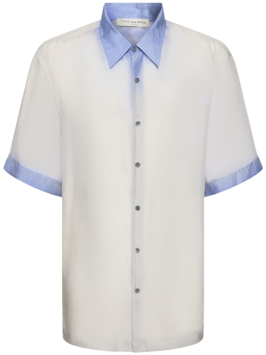 Dries Van Noten: Cassidye silk short sleeved shirt - Blue - men_0 | Luisa Via Roma