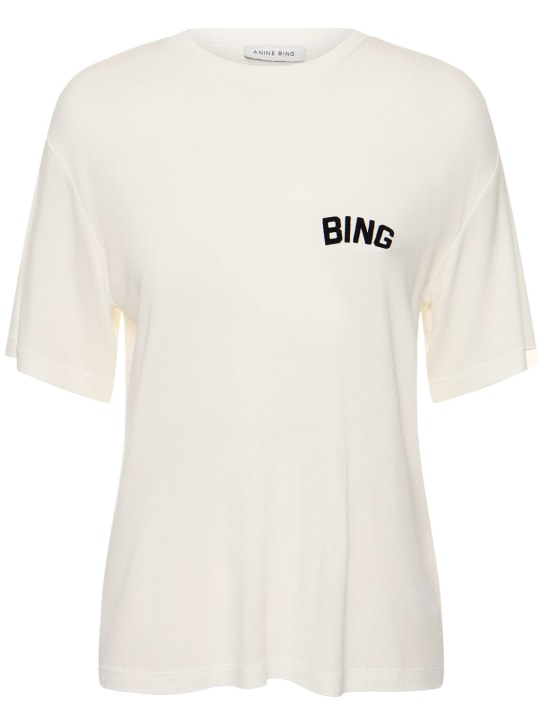 ANINE BING: Louis Hollywood ビスコースTシャツ - ホワイト - women_0 | Luisa Via Roma