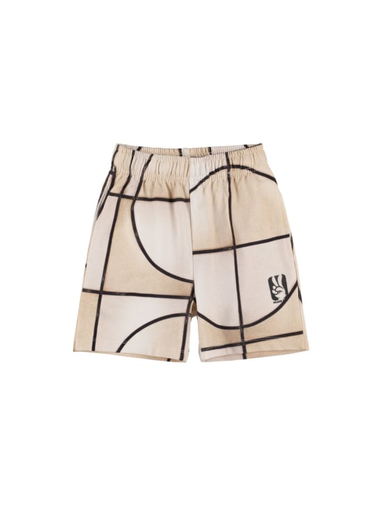 Molo: Basket print organic cotton sweat shorts - Multicolor - kids-boys_0 | Luisa Via Roma