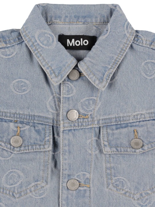 Molo: Smiles print cotton denim jacket - Denim - kids-boys_1 | Luisa Via Roma