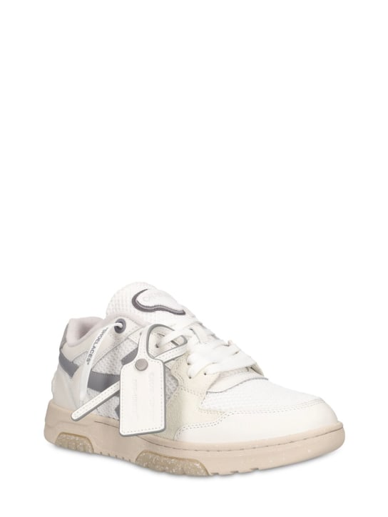 Off-White: Sneakers en cuir Slim Out - Blanc/Gris - men_1 | Luisa Via Roma