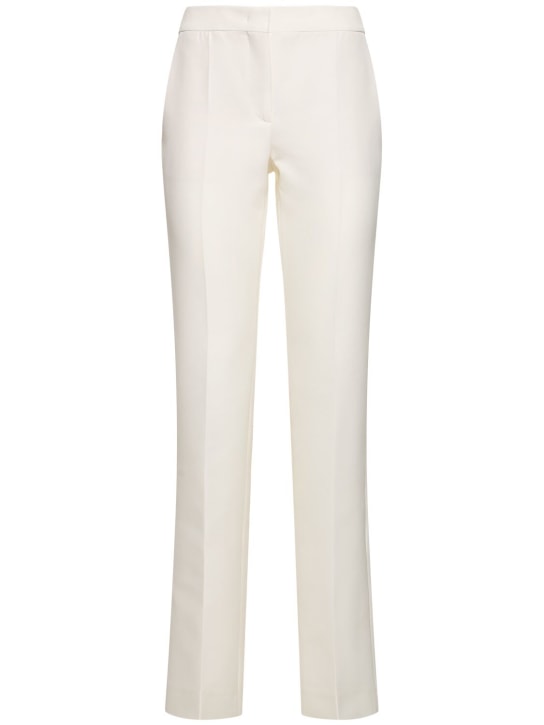 Moschino: 棉质硬缎直筒裤 - 白色 - women_0 | Luisa Via Roma