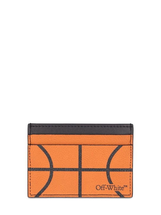 Off-White: Porta carte di credito Basketball in pelle - Arancione - men_0 | Luisa Via Roma