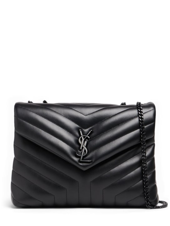 Saint Laurent: Medium Loulou Y-quilted leather bag - Siyah - women_0 | Luisa Via Roma