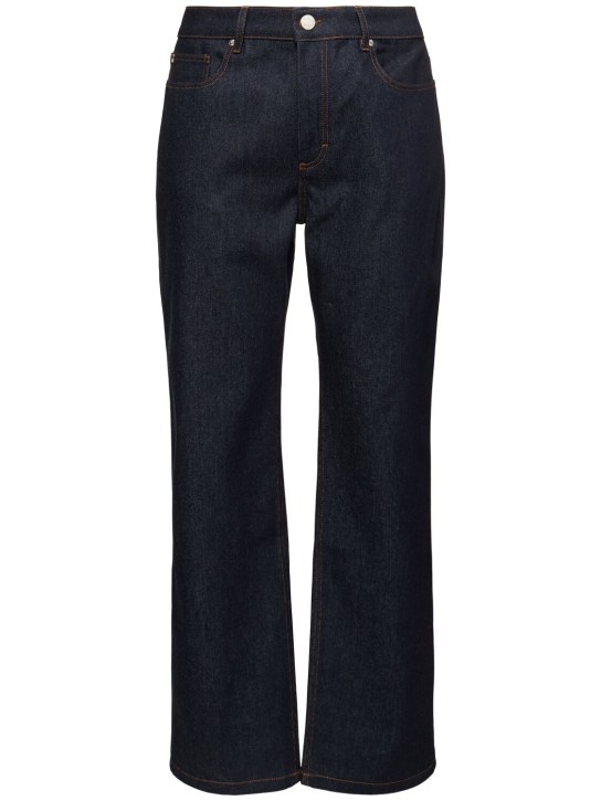 AMI Paris: Straight cotton denim jeans - Indigo - men_0 | Luisa Via Roma